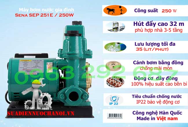 Máy bơm nước gia đình Sena sep251e 250W