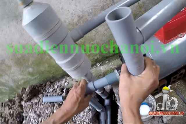 bước 5 lắp đặt máy bơm giếng 2 đầu